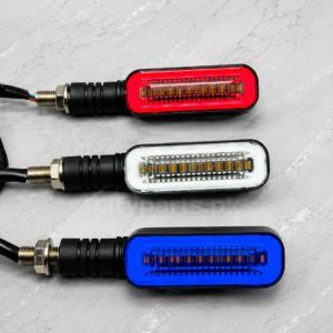 Universal LED Motorcycle Turn Signal Indicator Lights Pair – Red, Blue & White